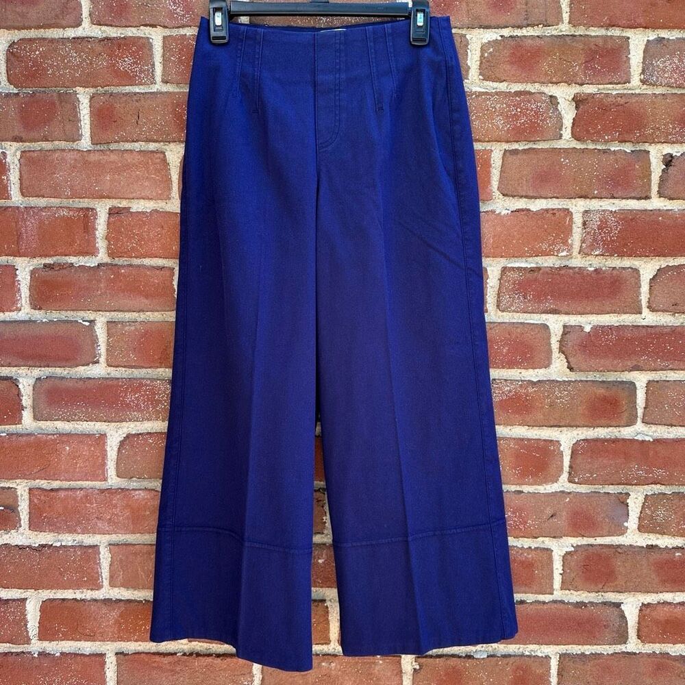SPANX $138 Twill Crop Wide Leg Pull On Pants Lapis Blue XL NWOT - Picture 2 of 7